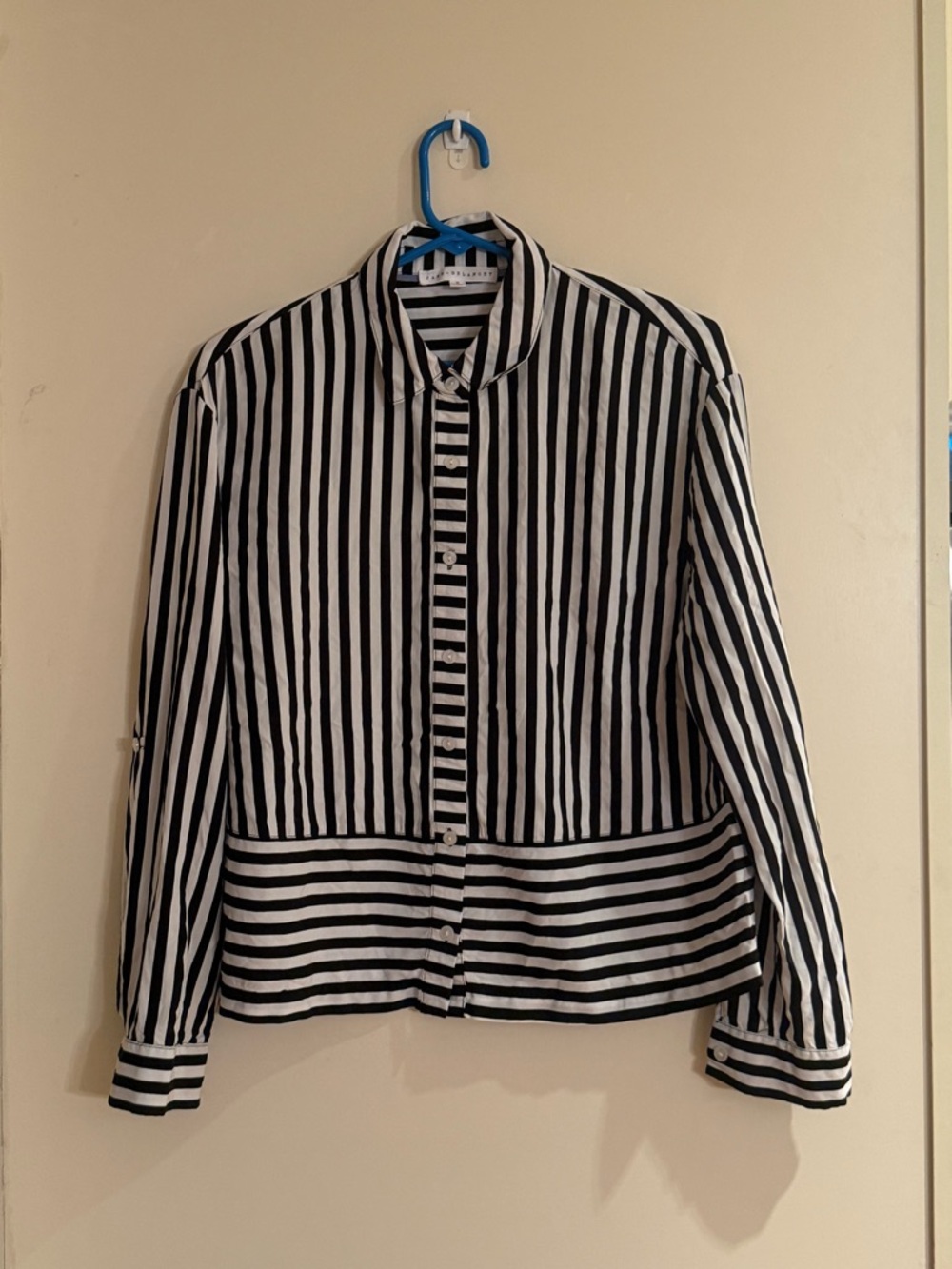 Jane and Delancey Black and White Striped Button-Front Blouse